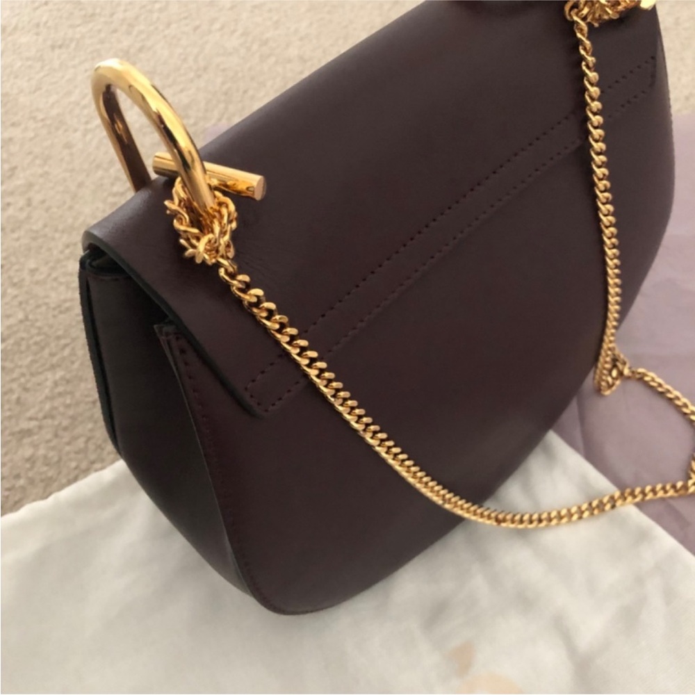 Chloé Small Drew Shoulder Bag - Burgundy Leather & Suede with COA - Authentic ✅ - Picture 5 of 10